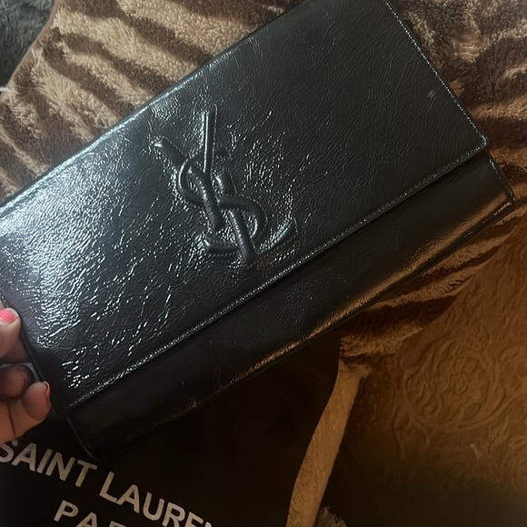YSL Patient Leather Black Clutch Bag - Picture 7 of 11